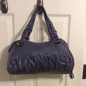 Cole Haan Navy Amalfi Pleated Satchel